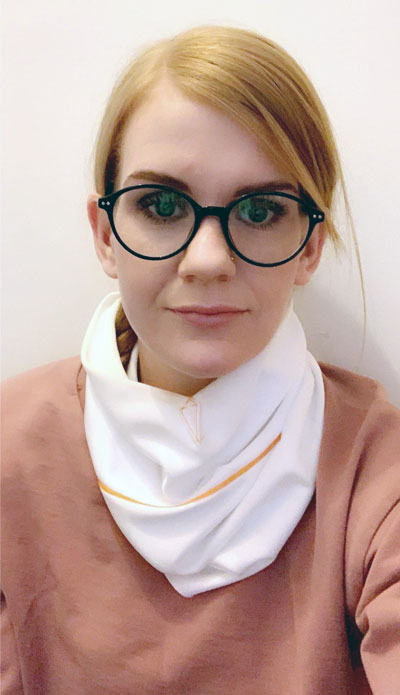 Face Gaiter - neck position Face Gaiter - in relaxed position around the neck